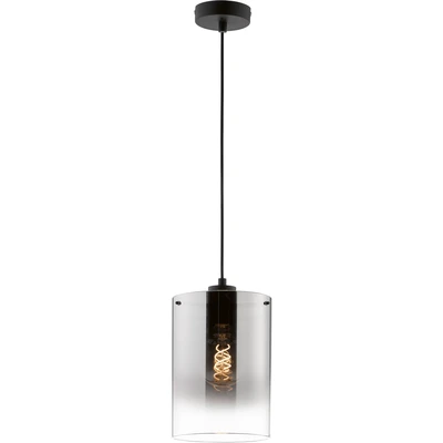 Abbildung von Fischer &amp; Honsel Pendelleuchte, Samu sandschwarz Glas rauchfarben zu klar L: 115,00 cm, B: 25,00 cm Ausl. Decke: 150,00 4x E27 max. 40,0 Watt 60894