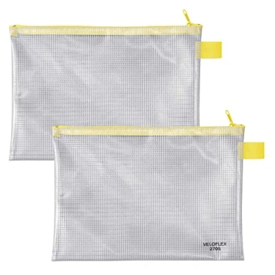 Abbildung von VELOFLEX A270500 Reißverschlusstasche DIN A5, 2 Stück, 250 x 180 mm, Dokumententasche aus gewebeverstärktem PVC
