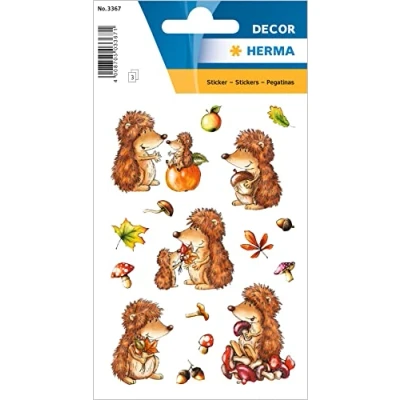 Abbildung von HERMA 3367 Aufkleber Igel klein groß, 48 Stück, Tiere Sticker mit Herbst Motiv, Kinder Etiketten für Fotoalbum Tagebuch Poesiealbum Scrapbooking Geburtstag Dekoration Briefe DIY Basteln
