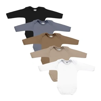 Abbildung von MEA Baby Unisex Langarm Body aus 100% Baumwolle im 5er Pack, mit Aufdruck, für Mädchen, Jungen (62, 3)