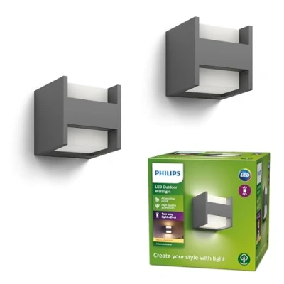 Abbildung von Philips LED Außenwandlampe Arbour, 2 flg., 2er Pack, 2.700 K