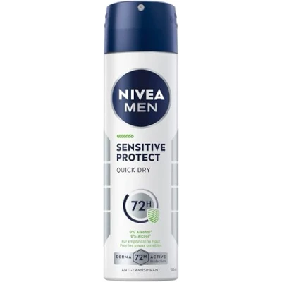 Abbildung von NIVEA MEN Sensitive Protect Deo Spray, Anti Transpirant für 72h zuverlässigen Schutz empfindliche Haut, pflegendes Deodorant ohne Ethylalkohol (150 ml)