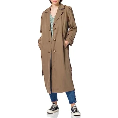Abbildung von ONLY Onlline Xlong Trenchcoat, Damen, Größe: Medium, Walnut