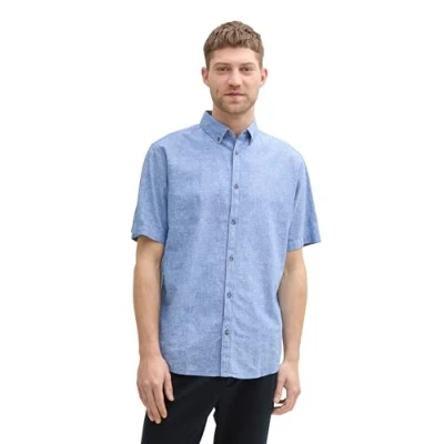 Abbildung von TOM Tailor Printed Hemd Mid blue, Herren, Größe: Large, blue