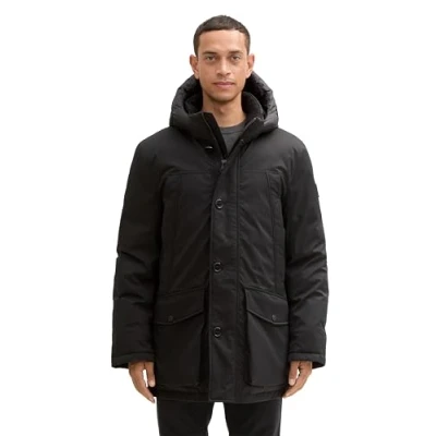 Abbildung von TOM TAILOR Herren 1041321 Arctic Winterpaka mit Abnehmbarer Kapuze, 29999 Black, L