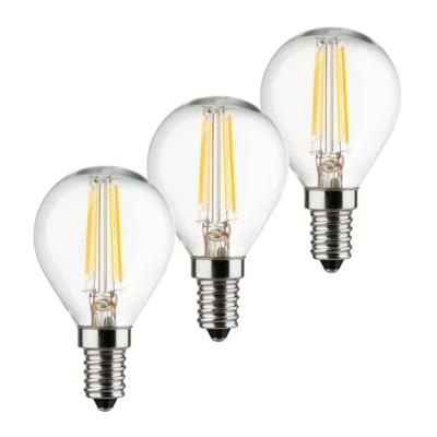 Abbildung von MÜLLER LICHT 3er Set Retro LED Tropfenform Ersetzt 40 W, Glas, E14, 4 Silber, 4.5 x 8 cm, 3 Einheiten, Klar