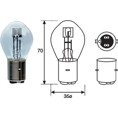 Abbildung von MAGNETI MARELLI 002588200000 Glühlampe, Fernscheinwerfer S2 12V 35/35W BA20d Halogen