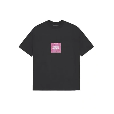 Abbildung von Jack &amp; Jones Jcorecharge Front Print CREW NECK Tshirt print, Herren, Größe: XXL, Black