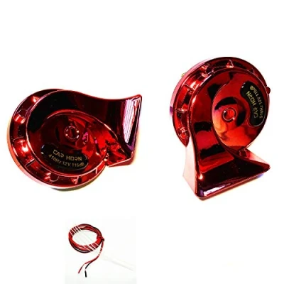 Abbildung von YIYIDA Car Horn Auto Truck 115DB LKW Hupe Lufthorn Elektrische Air Rot Wasserdichtes Hoch ton und Tieftonhorn mit Metallhalterung Autohupe für 12V Motorrad Vans Yacht etc