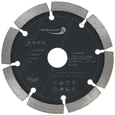 Abbildung von PRODIAMANT Fugenfräser ø 125mm Breite 6mm Frässcheibe für Mauerwerk Mörtel Fugen und Putz 10mm Segmenthöhe