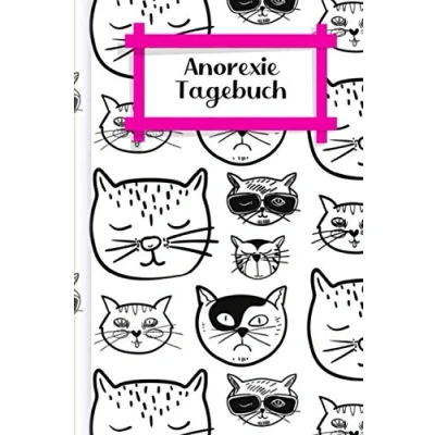 Abbildung von Anorexie Tagebuch: Als Selbsthilfe zum Ausfüllen &amp; Ankreuzen mit therapeutischen Ernährungstagebuch, 30 Tage Selbstliebe Challenge, Schlaftracker, ... täglicher Stimmung uvm. Motiv: Coole Katzen