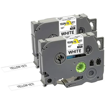 Abbildung von Yellow Yeti 2 Schriftbander TZe 231 TZ schwarz auf weiß 12mm x 8m Etikettenbänd kompatibel für P Touch PT 1000 H100 D210VP D400 D600VP P700 P750W CUBE Etikettendrucker