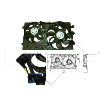 Abbildung von NRF 47403 Lüfter 350 12 200/100 mit Kühlerlüfterrahmen (Zarge) VOLKSWAGEN: Golf 4 Variant, New Beetle Hatchback