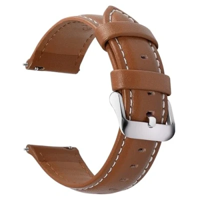 Abbildung von Fullmosa 12 Farben Uhrenarmband, Axus Serie Lederarmband Ersatz Watch Armband mit Edelstahl Metall Schließe für Herren Damen 20mm,Dunkelgrün golden Schnalle