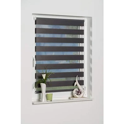 Abbildung von K home 233150 2 Klemmfix Doppelrollo Madrid ohne Bohren Grau 50 x 150 cm (B L)