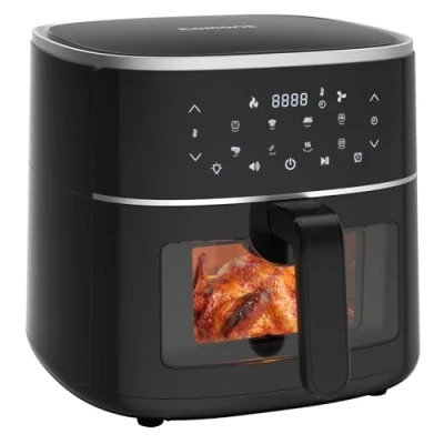 Abbildung von tomons Heißluftfritteuse 6L, Friteuse Heissluft Fritteusen Air Fryer mit Sichtfenster Digitalem LED Touchscreen, 8 in1 Programmen luftfritteuse, Einstellbare Temperaturregelung