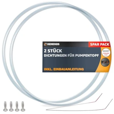 Abbildung von Kenekos 2x Dichtung Pumpentopf geeignet für Bosch Siemens 12005744 Neff Constructa Spülmaschinen,182mm, Alternative zu 2005317, Fehler E15 Pumpensumpfdichtung Geschirrspüler Pumpenkopfdichtung