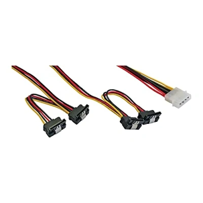 Abbildung von InLine 29672B Strom Y Kabel intern, 1x 13,34cm (5,25&quot;) an 4x 15pol SATA gewinkelt mit Lasche, 40+55cm