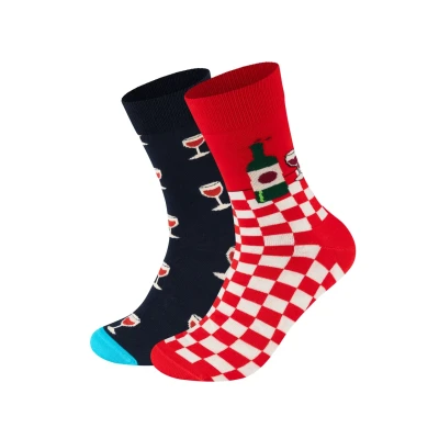 Abbildung von Happy Socks WINE GIFT SET Unisex 2 PACK Socken, Größe: 36 40, Black/red