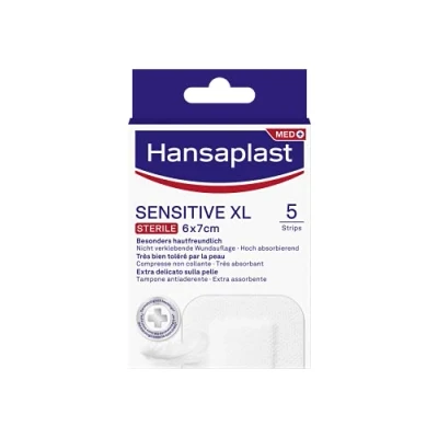 Abbildung von Hansaplast Pflaster Sensitive XL 5 Stück, steril 6 x 7 cm