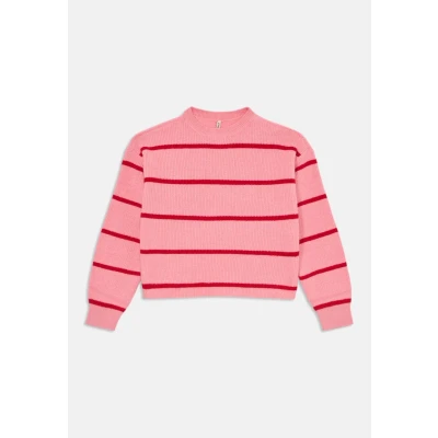 Abbildung von ONLY Girls Kogfranca Short Stripe Strickpullover für Kinder, Größe: 134/140, Sea pink/salsa
