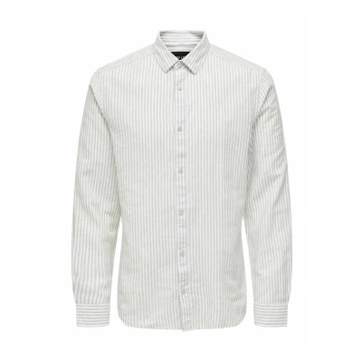 Abbildung von ONLY &amp; SONS Herren Leinen Hemd ONSCaiden Stripe Langarm gestreift 22026601 Chinchilla L