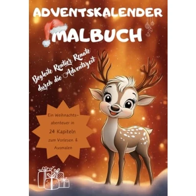 Abbildung von Adventskalender Malbuch: Begleite Rentier Renate durch die Adventszeit. Ein Weihnachtsabenteuer in 24 Kapiteln mit Ausmalbildern für Kinder von 2 bis 6 Jahren
