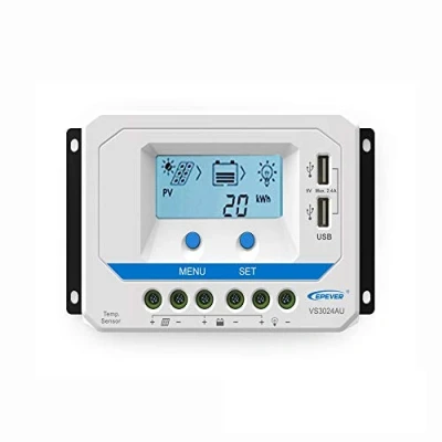 Abbildung von EPEVER PWM Laderegler 30A, VS3024AU Charge Controller,12V/24V Auto work, 12V/24V mit LCD Dispaly USB Anschluss(VS3024AU), (30A, 12V/24V)