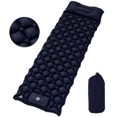 Abbildung von YITAHOME Isomatte Selbstaufblasend Ultraleichte Camping Luftmatratze mit Eingebaute Pumpe und Kissen, Matratze Fußpumpe Tragetasche für Outdoor, Camping, Reisen, Wandern (Marine Blau)