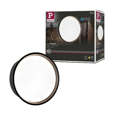 Abbildung von Paulmann 94696 LED Außenleuchte Wandleuchte Platomo seewasserresistent IP44 rund 180mm 3000K 14,5W 1200lm 230V Schwarz Kunststoff
