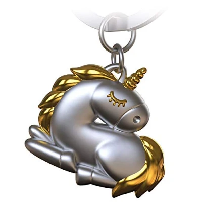 Abbildung von FABACH Einhorn Schlüsselanhänger Sleepy Schlafendes Glücksbringer für Damen in Gold und Silber Unicorn Anhänger als Geschenk beste Freundin, Partnerin