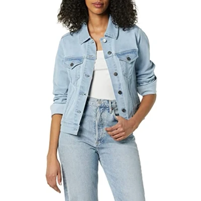 Abbildung von Amazon Essentials Damen Jeansjacke (erhältlich in Übergröße), Helle Waschung, M