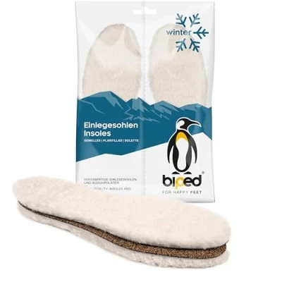 Abbildung von biped Premium Lammfell Einlegesohlen gelockt atmungsaktive Schuheinlagen aus echtem Fell mit Natur Kork Unterseite extra dick und wärmend für Winterschuhe, Stiefel Arbeitsschuhe z2791(42 43)