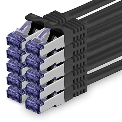 Abbildung von 1aTTack.de 10x 0.25 M CAT7 Netzwerkkabel 10 Gigabit RJ45 Patchkabel Ethernet Kabel (SFTP PIMF LSZH CU) für DSL LAN Switch Modem Router Patchpanel CAT6 CAT5 schwarz
