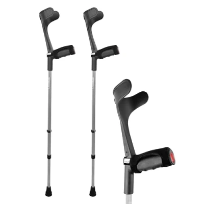 Abbildung von KMINA Krücken mit Softgriff (x2 stück), Unterarmgehstützen, Gehhilfen, Orthopädische zum Gehen, für Erwachsene, Gehhilfen Senioren Krücken, Schwarz Made in Europe