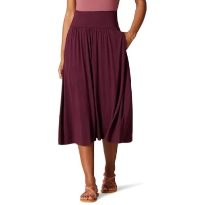 Abbildung von Amazon Essentials Damen Midirock aus Jersey zum Hineinschlüpfen, Burgunderrot, XS