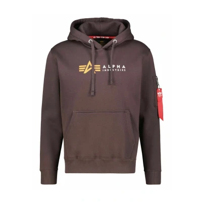 Abbildung von Alpha Industries Label Kapuzenpullover, Herren, Größe: Large, Braun