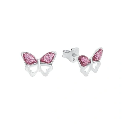 Abbildung von Amor Ohrstecker 925 Sterling Silber Mädchen Kinder Ohrschmuck, 0,7 cm, Silber, Schmetterling, Kommt in Schmuck Geschenk Box, 2021288