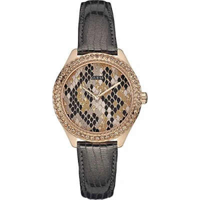 Abbildung von Guess Damen Analog Quarz Uhr mit Leder Armband W0626L2