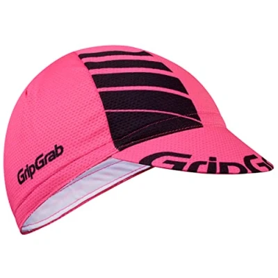 Abbildung von GripGrab Leichte Sommer Cycling Cap UV Schutz Fahrrad Unterhelm Mütze Retro Radsport Mesh Fliegenschutz Fahrradmütze,Pink/Schwarz,54 63