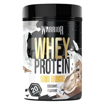 Abbildung von Warrior Whey Proteinpulver 500 g (bis zu 36 Shake) Muskelaufbau und Erholungsgetränk zum Genuss nach dem Training köstlich reich an Aminosäuren 20 Portionen (Kokosnuss)