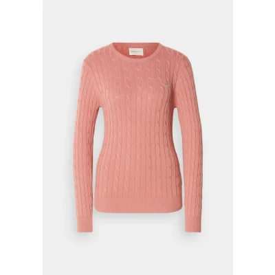Abbildung von GANT Stretch C NECK Strickpullover, Damen, Größe: XS, Faded brick