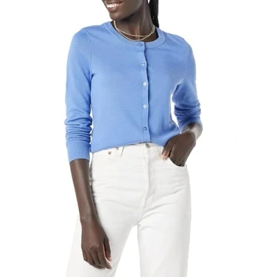 Abbildung von Amazon Essentials Damen Leichte Rundhalsstrickjacke (Erhältlich In Übergröße), Blau, XXL