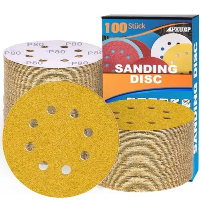 Abbildung von 120 Stück Schleifscheiben 125mm Klett Exzenterschleifer Schleifpapier 8 Loch Rund Schleifblätter(Mit Korn P40 P60 P80 P120 P180 P240 P320 P400 x15) Profi Für Holz Metall Entrosten und Farbe ALPXUXP