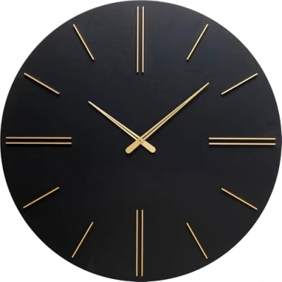 Abbildung von Kare Design Wanduhr Luca, Schwarz/Gold, exkl. AA Batterie, Quarzuhrwerk, Große Uhr, Wanddeko, Küche, Minimalistisches Design, Aluminium, 70x70x4cm (H/B/T)
