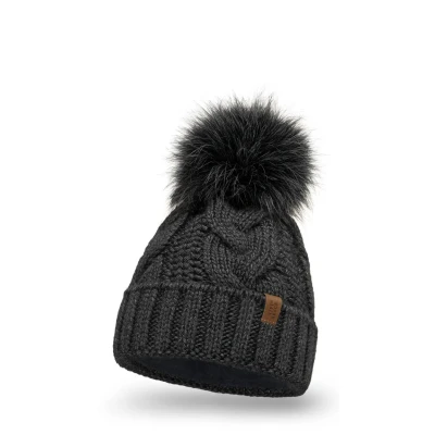 Abbildung von VIVISENCE Wintermütze Mit Bommel Damen Perfekte Passform Warmes Strickmütze Herbst Frauen Mütze Für Winter Aufgerolltem Design Extra Wärme Ideal Kalte Wintertage, Dunkelgrau,Einheitsgröße
