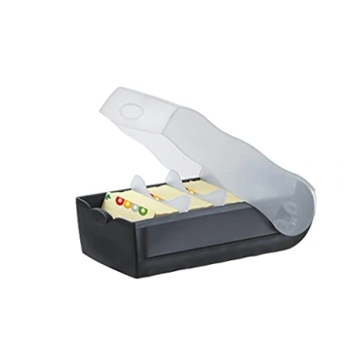Abbildung von HAN Lernkarteibox CROCO, einfach Vokabeln lernen mit 5 Fächer Lernsystem, DIN A7 Karteikasten für 900 Karten, inkl. Stützplatten + 100 Lernkarten, Karteibox, Lernbox, 997 633, transluzent/schwarz