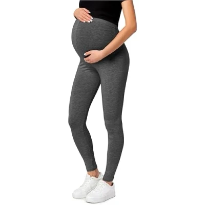 Abbildung von Be Mammy Lange Umstandsleggings aus Baumwolle Leggings für Schwangere Umstands Schwangerschafts Unterhosen mit Hoher Bund Weich und Elastisch BE20 230 (Dunkel Melange, 4XL)