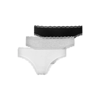 Abbildung von Snocks 3 PACK MIT Spitze String, Damen, Größe: Small, Weiß/ hellgrau/ schwarz