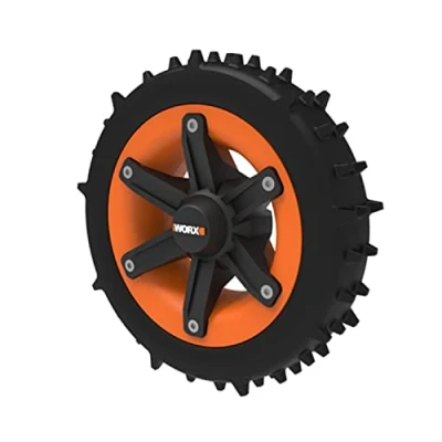 Abbildung von WORX WA0955 L Räder für Landroid Modell Mähroboter Offroad bessere Fahreigenschaften originales Zuberör von kompatibel WR147E.1, WR148E und WR153E, WR155E (nach 2020)
